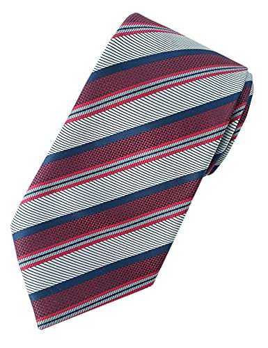 Towergem Extra Long Fashion Tie Silver/Burgundy Stripe XL Men's Jacquard Necktie 63"