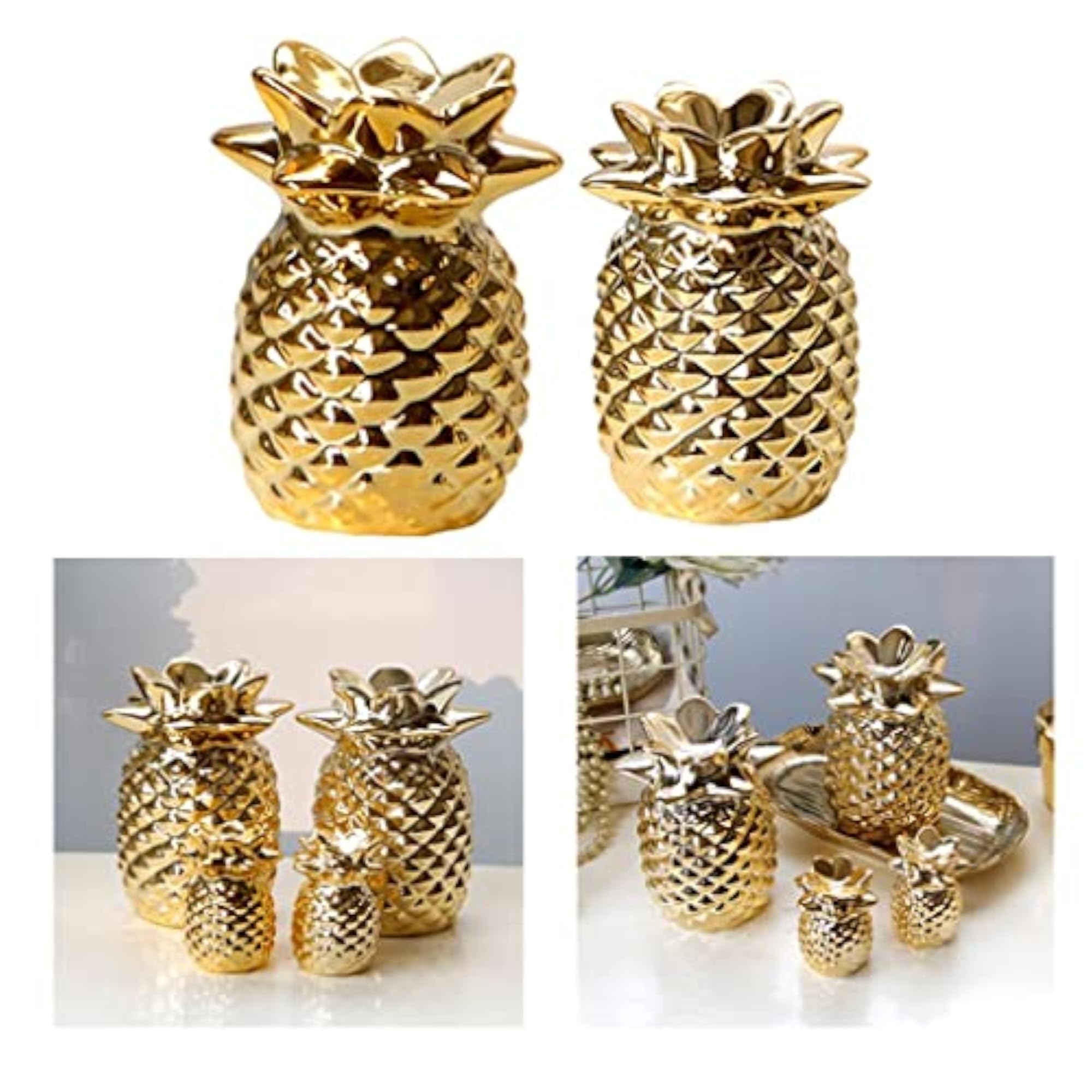 Ceramic Golden Pineapple Figurine Ornament Artificial Fruit