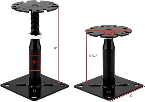 Miniatura 2 de Poste de piso ajustable de 4-58" a 8" rango de ajuste, mini gato de tornillo, gato telescópico para soporte temporal, paquete de 2 (negro)