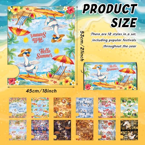 Image of Dispowreath 12 Pcs Goose Seasonal Mailbox Covers Magnetic Standard Size 18 x 21 Inch Summer Patriotic Magnetic Mailbox Covers for Garden Yard Outdoor Decor