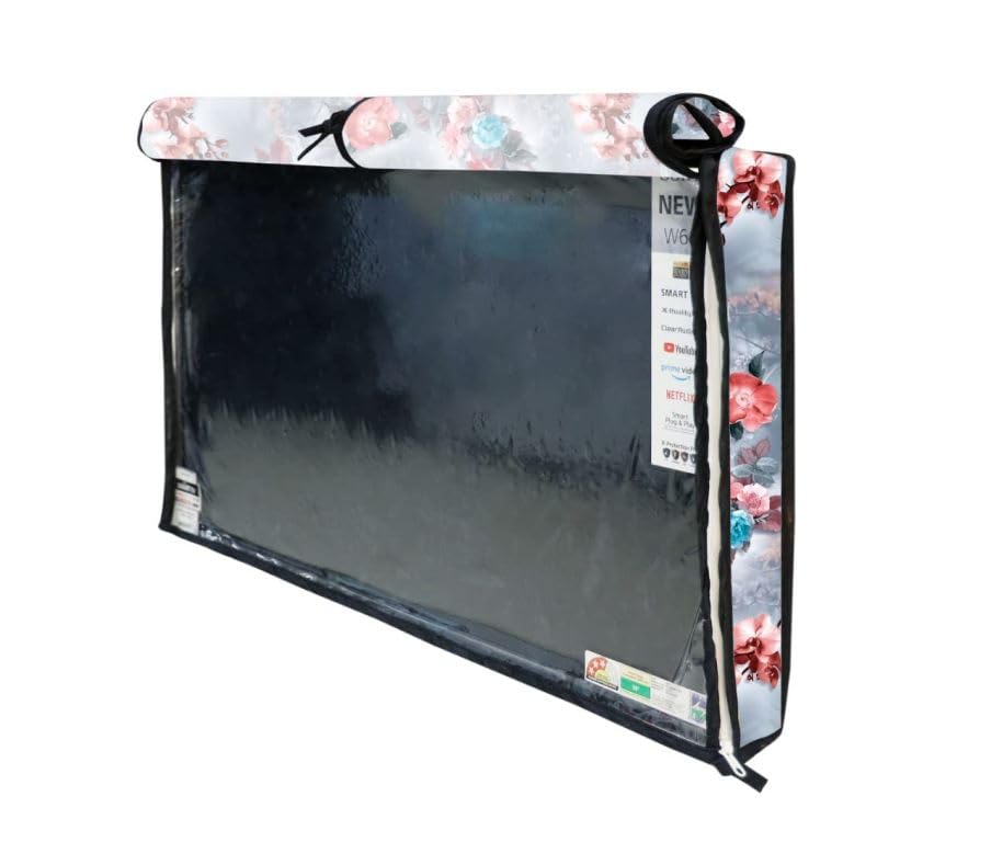 Mahal Creation PVC Printed LED TV Cover 43 Inch, Waterproof and Dustproof Cover with Transparent Polythene Layer Suitable for All Brands Led Tv (Grey) 1