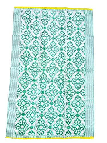 Image of Plastic Mats for Sleeping On Floor Sitting Reversible Chatai Square Shape Mats for Home Living Room, Bedroom Floor, 4X6 Feet, Assorted