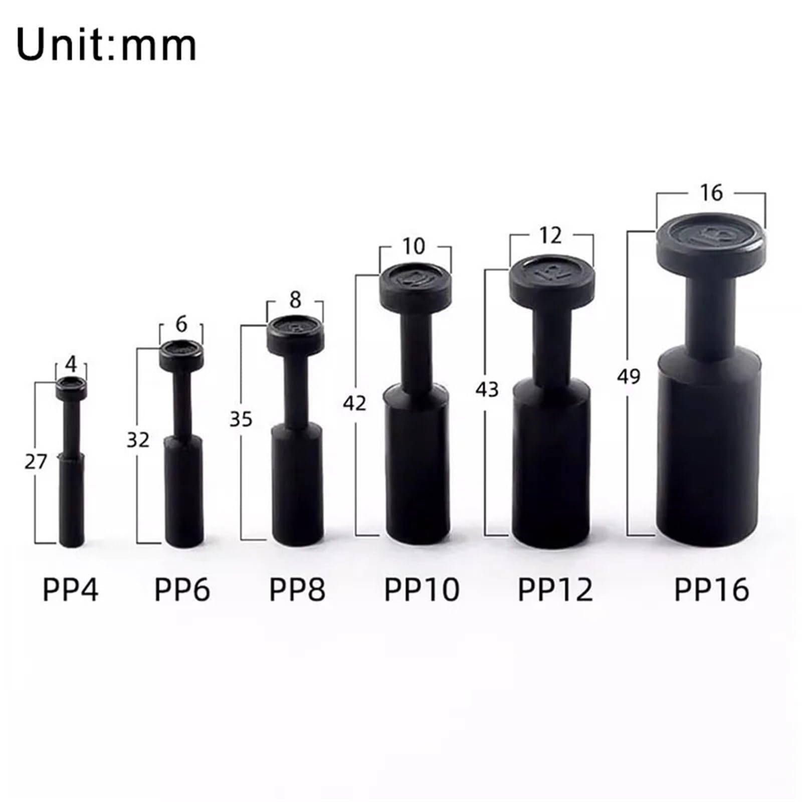20/50 piezas de 4 mm/6 mm/8 mm/10 mm/12 mm, accesorios de enchufe neumático de nailon rápido, tubo de manguera, ajuste a presión, conector de sellado a prueba de polvo, línea de aire (PP-12,100 piezas
