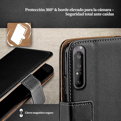 Funda de cuero vegano para Sony Xperia 1 II moex con acabado negro elegante 3