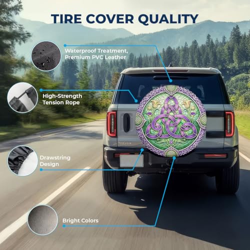 Image of GENANY Floral Print Father's Day PVC Spare Tire Cover for RV Trailer, Waterproof, Size 18 Fits 33-35 Inch
