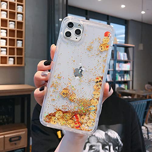 Coque de téléphone Quicksand Or pour iPhone 13 14 12 Pro Max avec motif Parodie Emoji