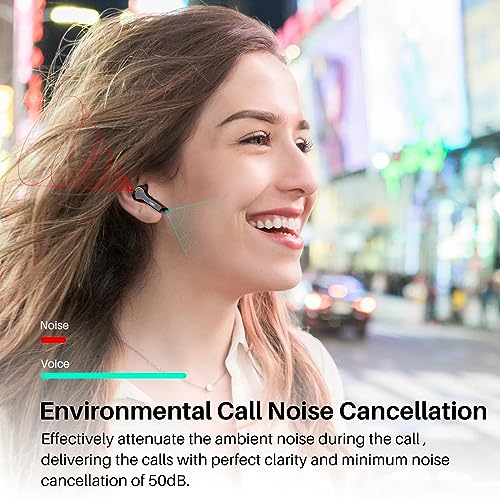 TOZO T9 True Wireless Earbuds Environmental Noise Cancellation 4 Mics Earphones Bluetooth 5.3 Headphones Deep Bass with Light Weight Wireless Charging Case IPX7 Waterproof Built-in Mic Headset Black