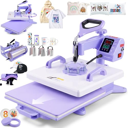 Whubefy Heat Press 15x15 inch 8 in 1 with 30OZ Tumbler Press, Slide...