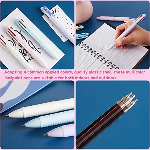 12 Pieces Multicolor Ballpoint Pen 4-Color Retractable Ballpoint Pen 0.5 Mm Fine Point Ballpoint Pen For Planner Journaling Writing, 6 Shell Colors #TOP2
