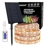 【Cadena de luz solar impermeable IP67】 La barra de luz y el panel solar son resistentes al agua según IP67, esta cadena de luz impermeable de alta calidad puede funcionar incluso bajo condiciones climáticas adversas. No hay necesidad de preocuparse por la lluvia o la nieve, y se puede instalar tanto en interiores como en exteriores para decoración. Perfecto para tu jardín, patio, césped, entrada, balcón, etc.