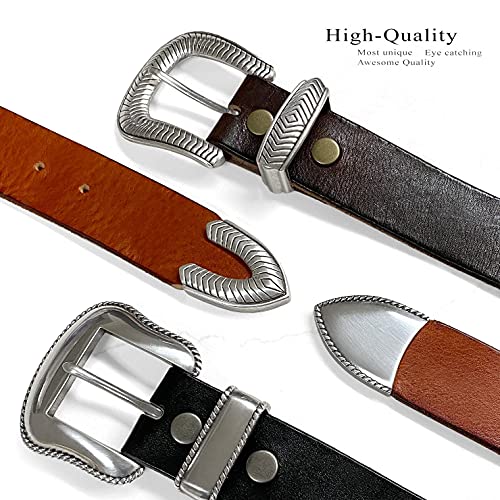 Engraved Tooled Leather Genuine Full Grain Western Strap or Belt 1-1/2" Wide3