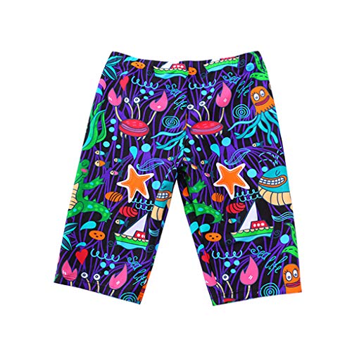 Kids Boys Undersea Swim Jammer Swimsuit Quick Dry Sun Protection Swimming Trunks Purple