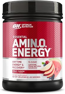 OPTIMUM NUTRITION ESSENTIAL AMINO ENERGY, Fruit Fusion, Preworkout and Essential Amino Acids with Green Tea and Green Coffee Extract, 65 Servings , 585.0 g (Pack of 1)