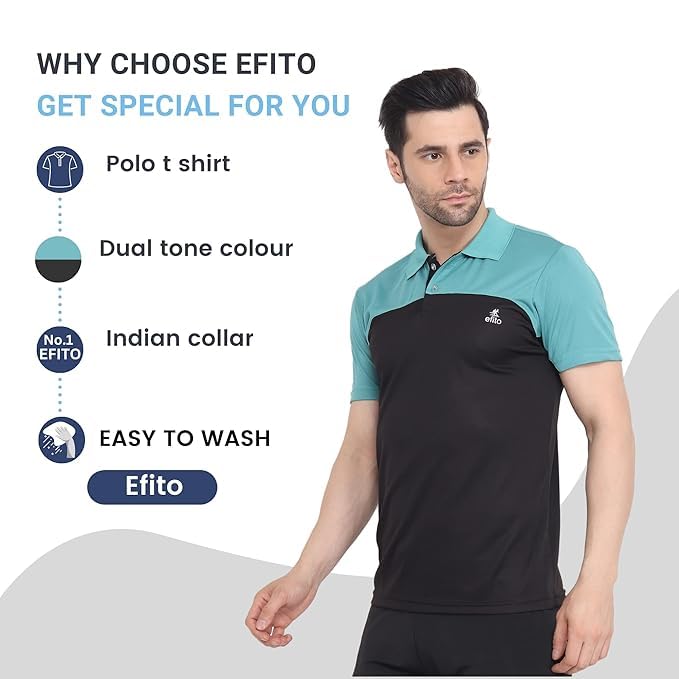 Image of Mens Polo Tshirt for Gym | Dual Tone Colour | Polyster Blended