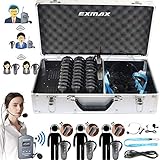 EXMAX EX-200E UHF Voice Transmission Wireless Tour Guide System Simultaneous Interpretation for Church Translation Worship Interpreting Translator Kit (2 Transmitters 30 Receivers 32-slot Charge Case)