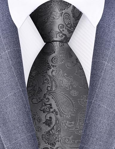 Image of GUSLESON 3.15 inch(8cm) Fashion Paisley Ties Mens Woven Jacquard Necktie for Wedding
