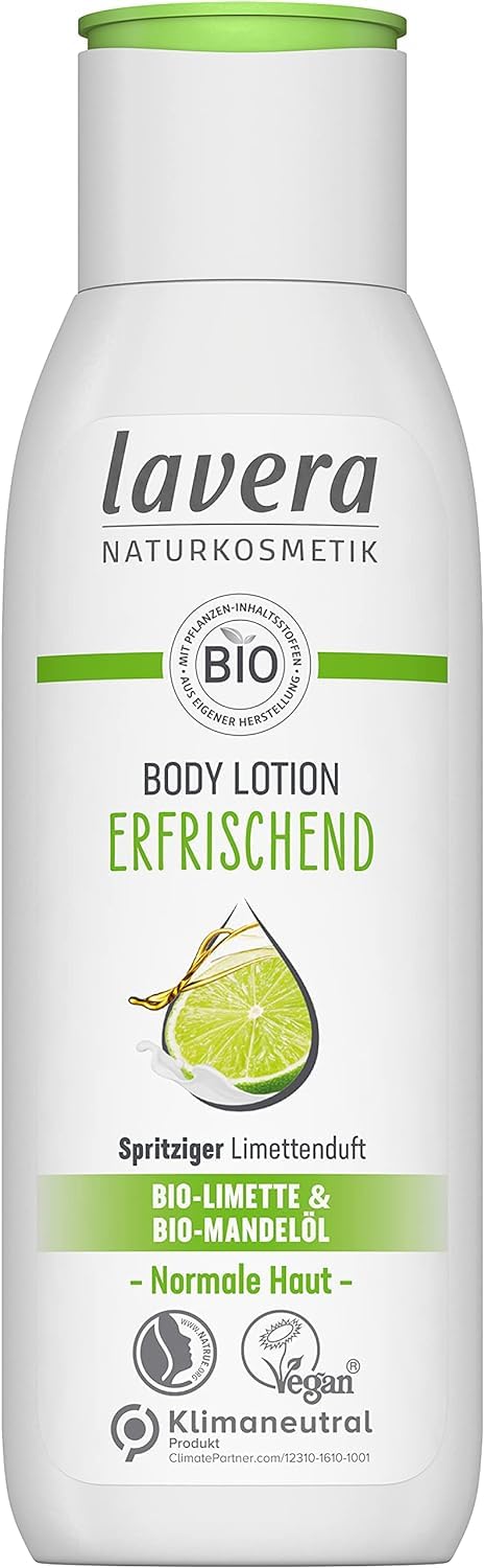 lavera Body Lotion Refreshing - Body Milk with lime & almond oil fragrance - body milk for normal skin - PETA certified - biodegradable - vegan - natural cosmetics - 6.76 fl.oz.