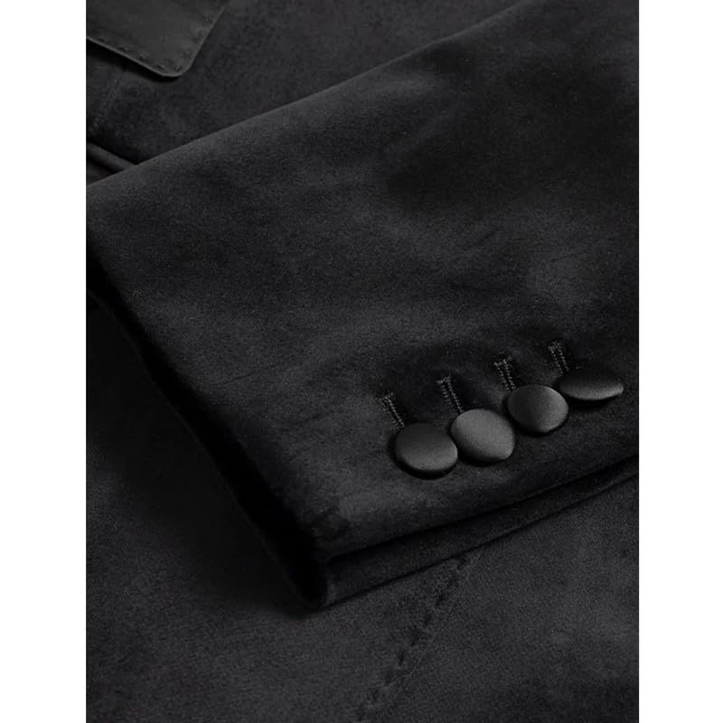 Men's Velvet Blazer Peak Lapel Suit Jacket Double-Pockets Prom Wedding Party Suit Tuxedo3