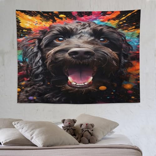 Tapisserie murale chien grand format 150x200 tenture polyester deco chambre coucher