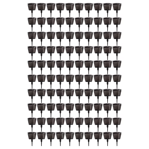 QANYEGN Canasta de Malla de Fertilizante de plástico de 100 Piezas con Tapa, plantación de Tazas de nutrición para niños, macetas de jardín para suculentas, orquídeas, Bonsai (Large)