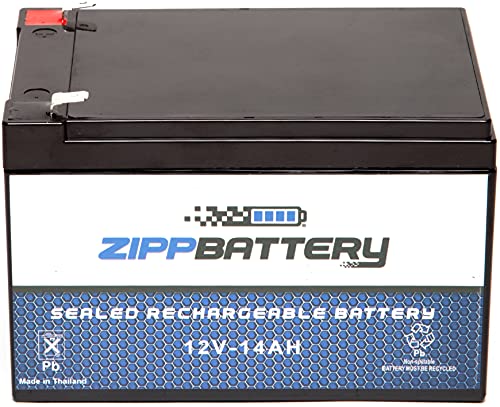 Zipp Battery 12V 14Ah Sla Rechargeable Replacement Battery For Ups Back Up, Electric Scooter, Wheelchair, Alarm, And More: 5.94 X 3.86 X 3.74, T2 Terminal #TOP6