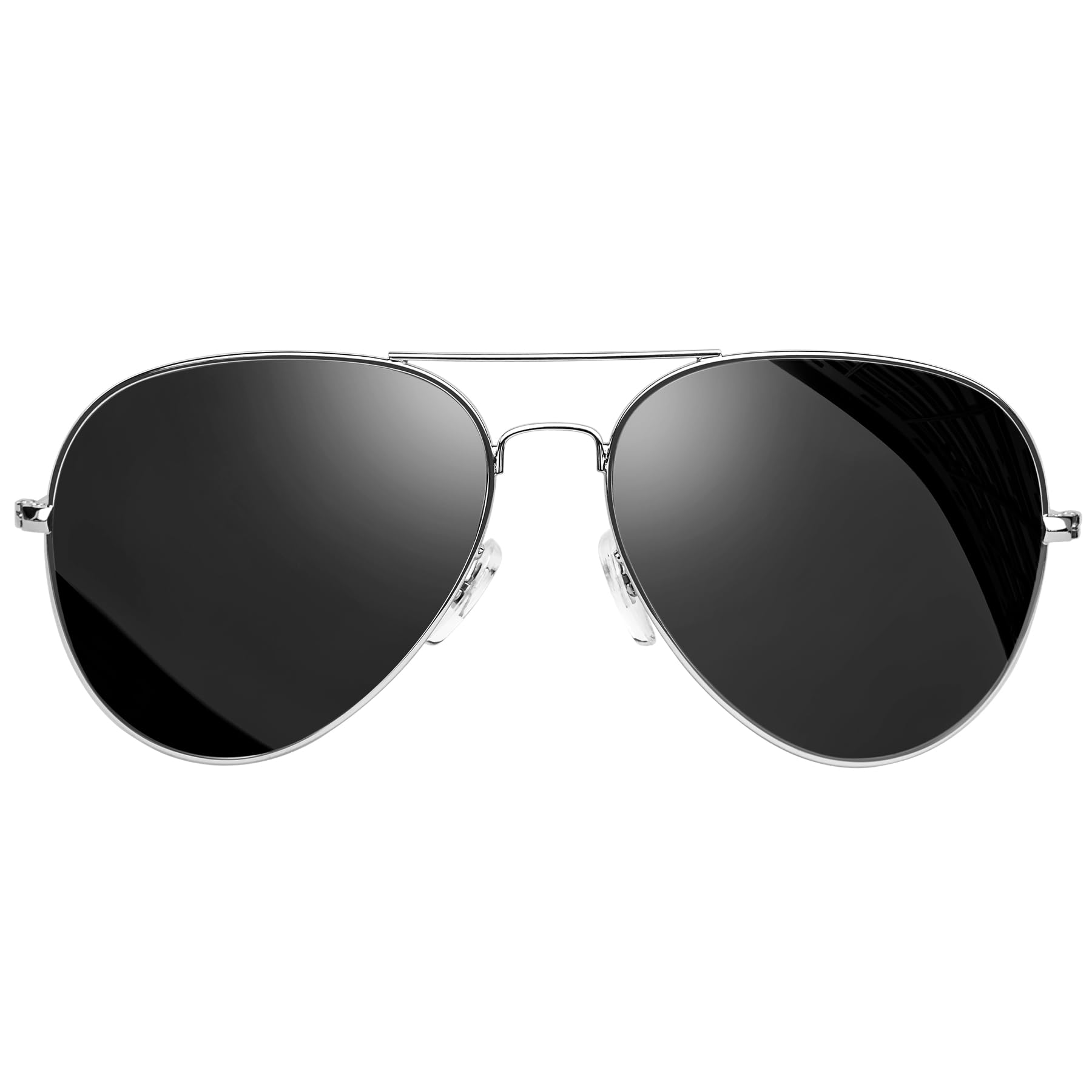 KANASTAL Groß Polarisiert Sonnenbrille Herren und Damen Retro Vintage Sonnenbrille mit Premium Metallrahmen UV400 Schutz, Silber Rahmen Schwarz Gläser