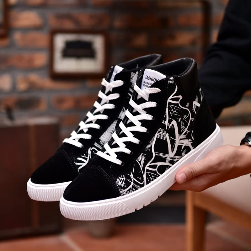 tazimall Men's High Top Sneakers Casual Multicolored Flat Shoes PU Leather Lace-up Shoes2