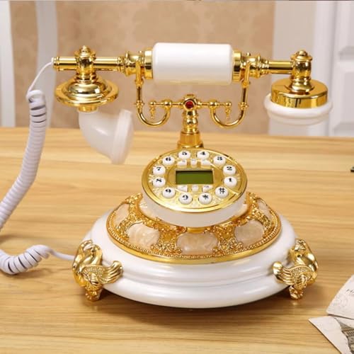Teléfono vintage de disco estilo antiguo dorado miniatura 2