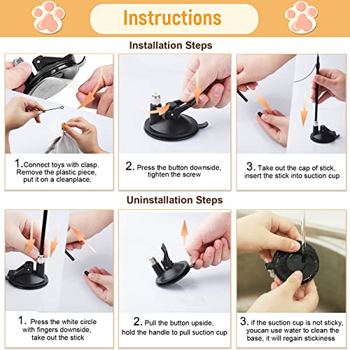 Jetczo Cat Feather Toys, Interactive Cat Wand Toys With Super Suction Cup Detachable 5Pcs Bird Feather Replacements, 2 Teaser Wand Cat Spring Feather Toys For Indoor Cats Kitten Play Chase Exercise #TOP5