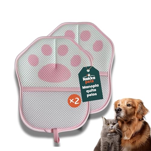 Pack 2 Manopla Quita Pelos Mascota - Guantes Quitapelos Mascotas - Manopla Electroestática que Elimina Pelo de Gatos y Perros - Limpieza Rápida en Sofás, Ropa y Hogar – Dueños de Mascotas (ROSA)