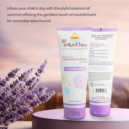Image of Lil Naked Bee Baby Lotion for Kids (8 oz) Lavender Lullaby Cheeks to Cheeks Face & Body Lotion for Hydrating & Moisturizing Skin