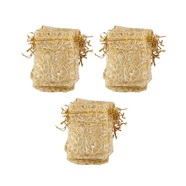 GOYAL Terrycloth Organza Bag/Pouch for Jewelry (Golden, 7 x 9 cm) - Pack of 100 - Image 3