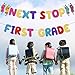 Kindergarten Graduation Banner Kindergarten Graduation Decorations Next Stop First Grade Banner for Kindergarten Graduate Party Decorations Supplies