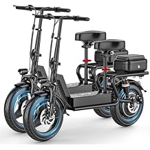 Electric Scooter with Seat for Adults, 1400W Peak Motor, 48V 18Ah Battery, Up to 25MPH & 45 Miles Range, 14"x2.5" Fat Tires, Dual Suspension, Foldable E-Scooter with Rear Box for Commuting, 2PCS