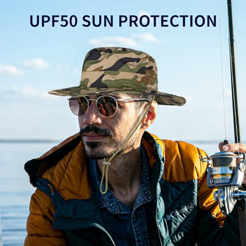 Image of Sun Hats for Men Women Boonie Hat Foldable Fishing Hat UPF 50+ Bucket Hat for Fishing Hiking Garden Safari Beach