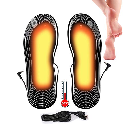 Lyeiaa Semelles intérieures USB chauffantes Semelles thermiques Chauffantes Semelles intérieures USB Hiver Chaud Chaussures Semelle intérieure Chauffante Rechargeable