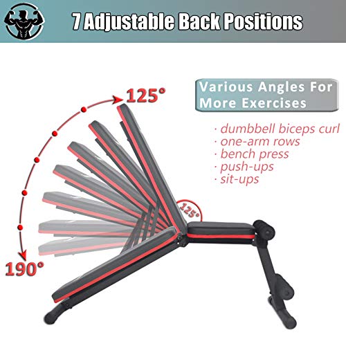 KOMSURF Workout Bench, Adjustable Weight Bench, Exercise Bench Press for Home Gym, Foldable Equipment Body Gym System, Strength Training Bench for Full Body Workout