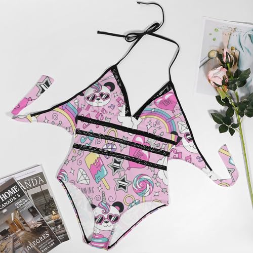Monokini costume de natation panda licorne pour piscine et mer - 3