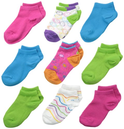 Jefferies Socks Baby-Girls 9 Pair Pack Smiley Low Cut Socks