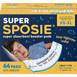 Super Sposie Booster Pads for Overnight Diapers and Youth Incontinence, Maximum Absorbency to Stop Nighttime Diaper…