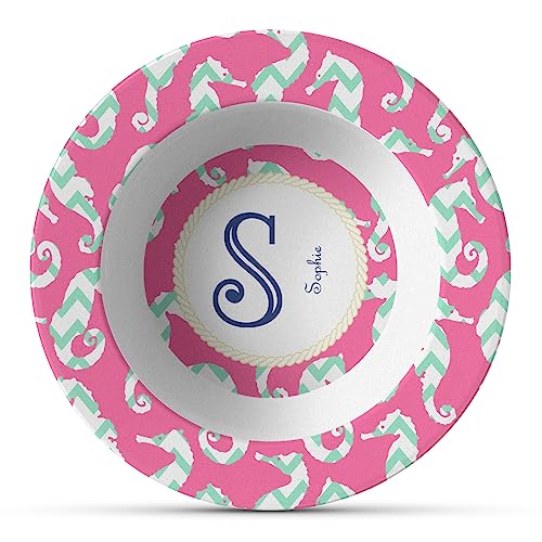 Personalized Sea Horses Plastic Bowl - Microwave Safe - Composite Polymer