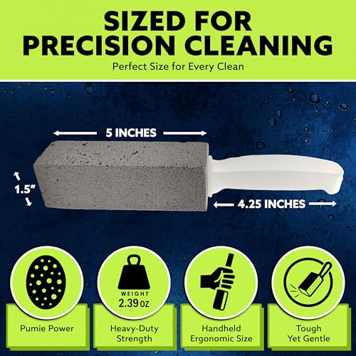 Image of PUMIE Pumice Stone Toilet Bowl Cleaner (1-Pack) - Heavy Duty Scouring Stick for Toilet - Pumice Stone for Cleaning Rings, Bowls, Hard Water Stains, Lime, Rust, Sink - Includes Handle for Easy Use