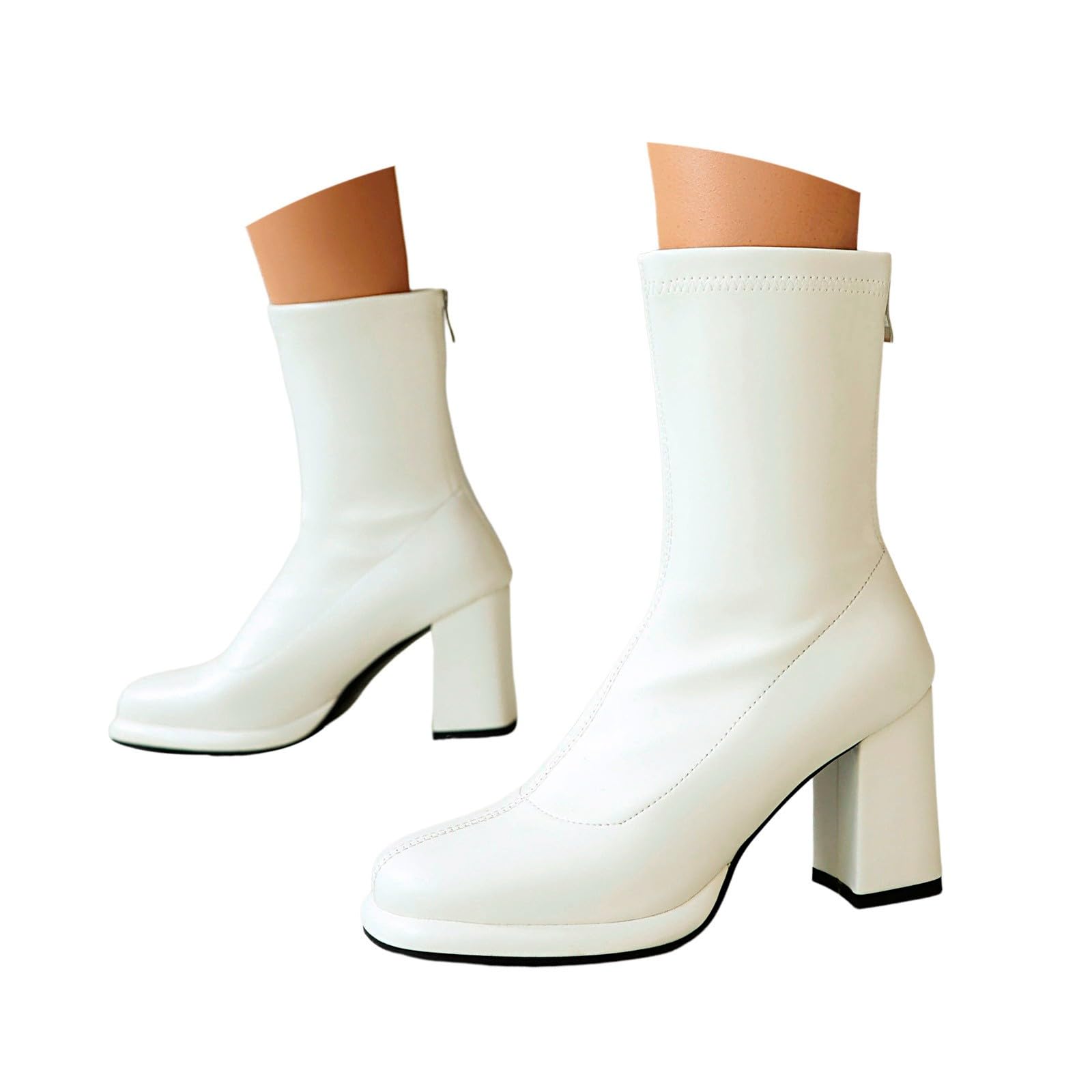 Stivaletti Donna Primaverili Chelsea Con Tacco Largo Stivali Estivi Scarpe Eleganti Traforati Morbidi Stivaletto Beige Leggeri Stivaletti Primaverili Tronchetti