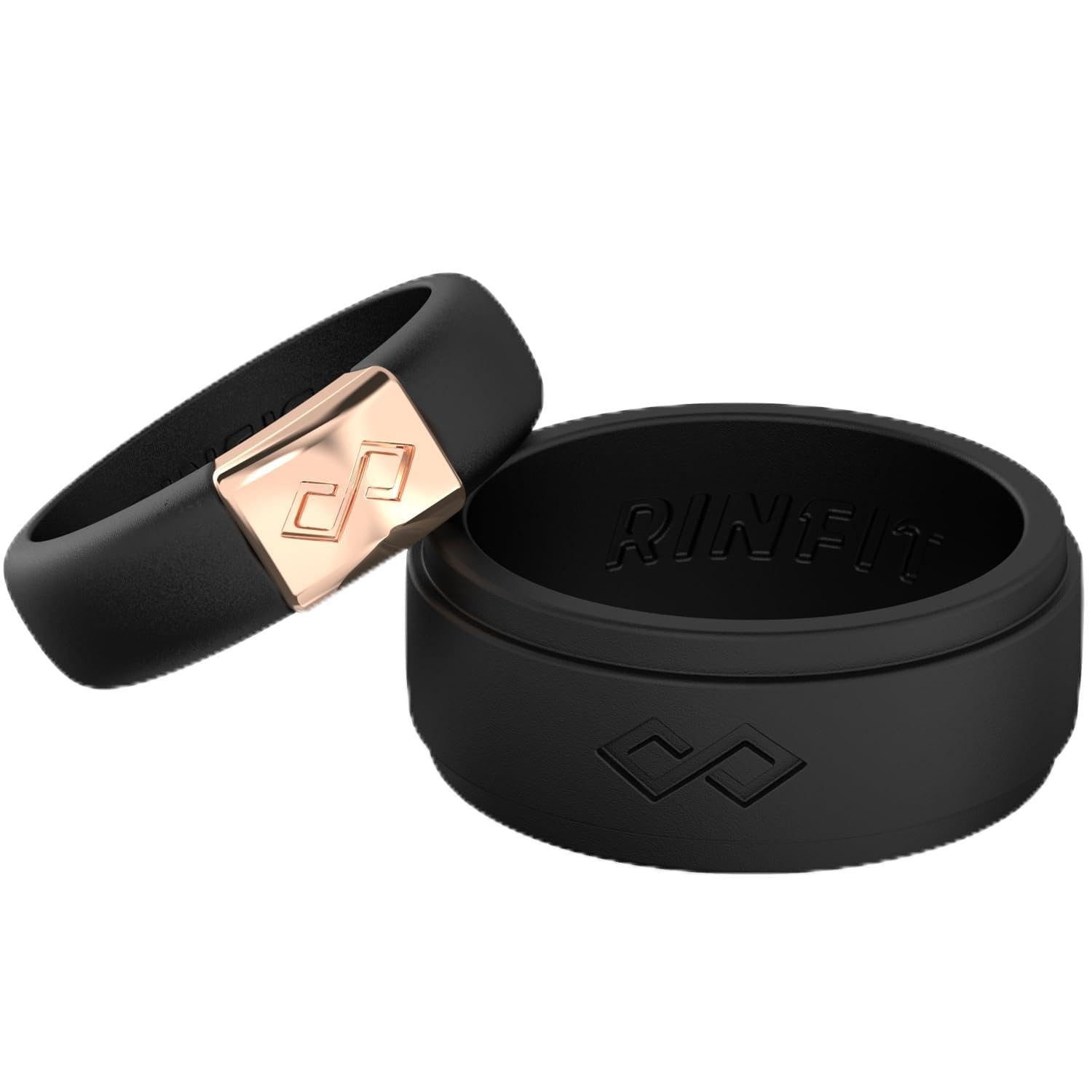 Rinfit Matching Silicone Rings for Couples - Silicone Wedding Bands Sets for Him and Her - MetalInfinity & Infinity Patented Design