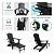 THOEOE Adjustable Adirondack Chair with Retractable Ottoman, HDEP Folding Adirondack Chairs with Footrest 2-in-1 Cup Holder, All Weather Outoor Fire Pit Chair with Foot Rest Set 1 Black