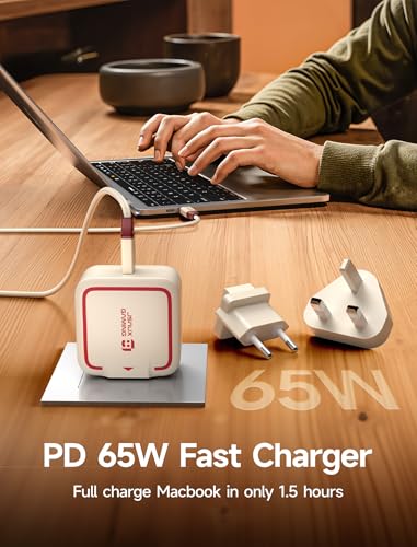 Image of JSAUX 65W GaN USB C Charger for Switch 2, EU /UK Plug, 6.6FT Cable, White | Powers in TV Mode, GaN PD Fast Charge for ROG Xbox Ally, Steam Deck, ROG Ally, iPhone 17, Galaxy, Tablet & Laptop