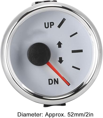 Miniatura 5 de Qiilu Calibre de ajuste de barco, calibre de ajuste de 2 pulgadas UP-DN, 0-190ohm, retroiluminación roja (esfera blanca marco plateado)