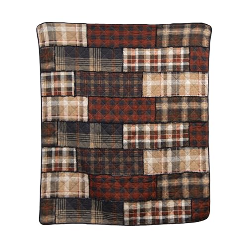 Donna Sharp Pieced Cotton Throw – LJ Plaid Cotton Contemporary Throw Quilt Measures 50” x 60” – Machine Washable