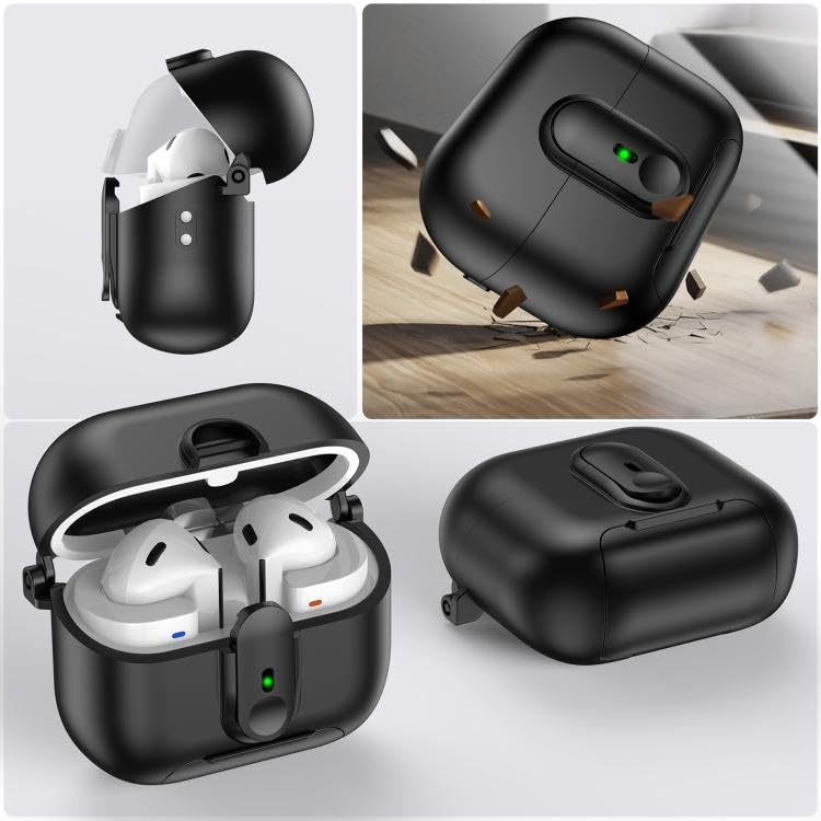 Rongep Samsung Galaxy Buds 3-Pro-3 FE için Lock-Stant Kulaklık Kılıfı Tek Parça Dizayn Çizilme ve Darbe Önleyici Buds 3 Pro Koruyucu Rahat Tutuşlu Güvenli Kilit Tasarımlı Buds 3 Pro Kılıfı (Siyah)