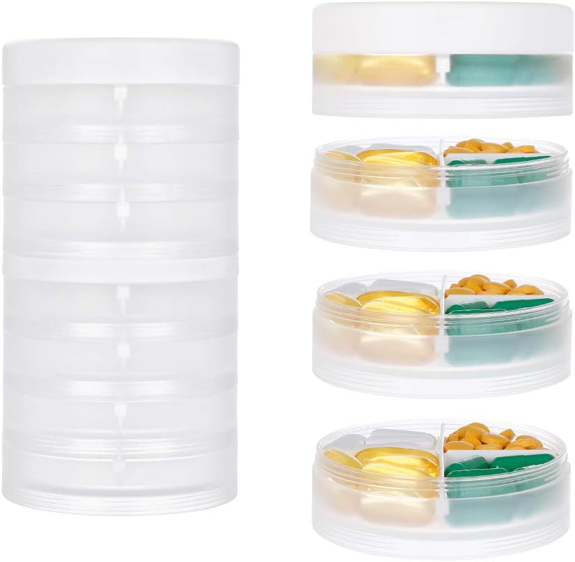 KIGI Smart Weekly Pill Organizer Portable Pill Case AM/PM Pill Box Twice a Day with Smartphone Reminder App 7 Days Travel Pill Container Large for Fish Oil Vitamin Supplements Clear 3.1 * 5.9Inch